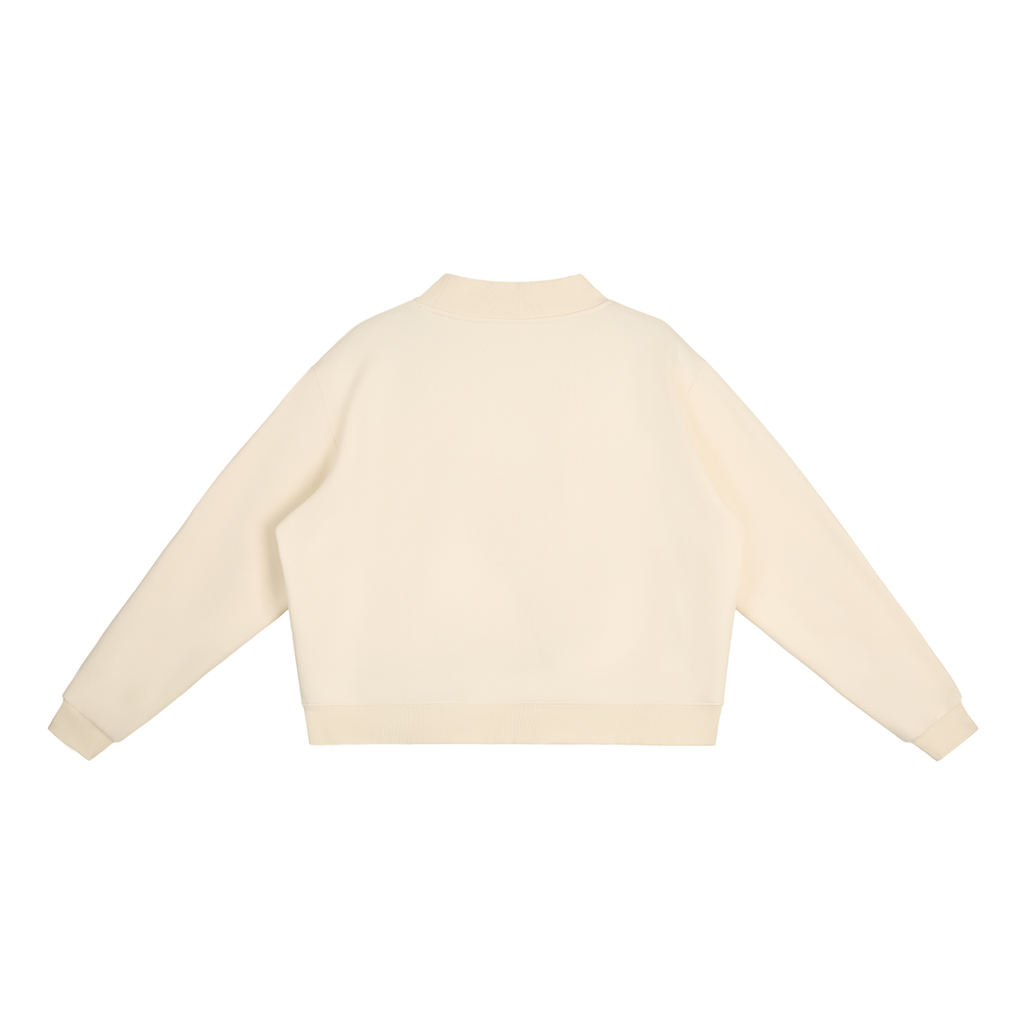 Essential Fleece Mock-Neck Crew Sweatshirt_Noir