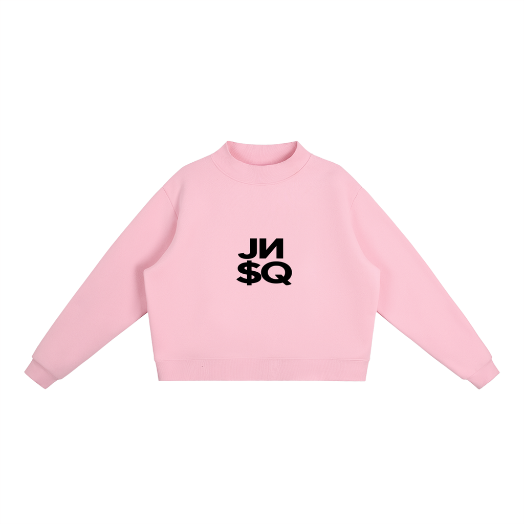 Essential Fleece Mock-Neck Crew Sweatshirt_Noir