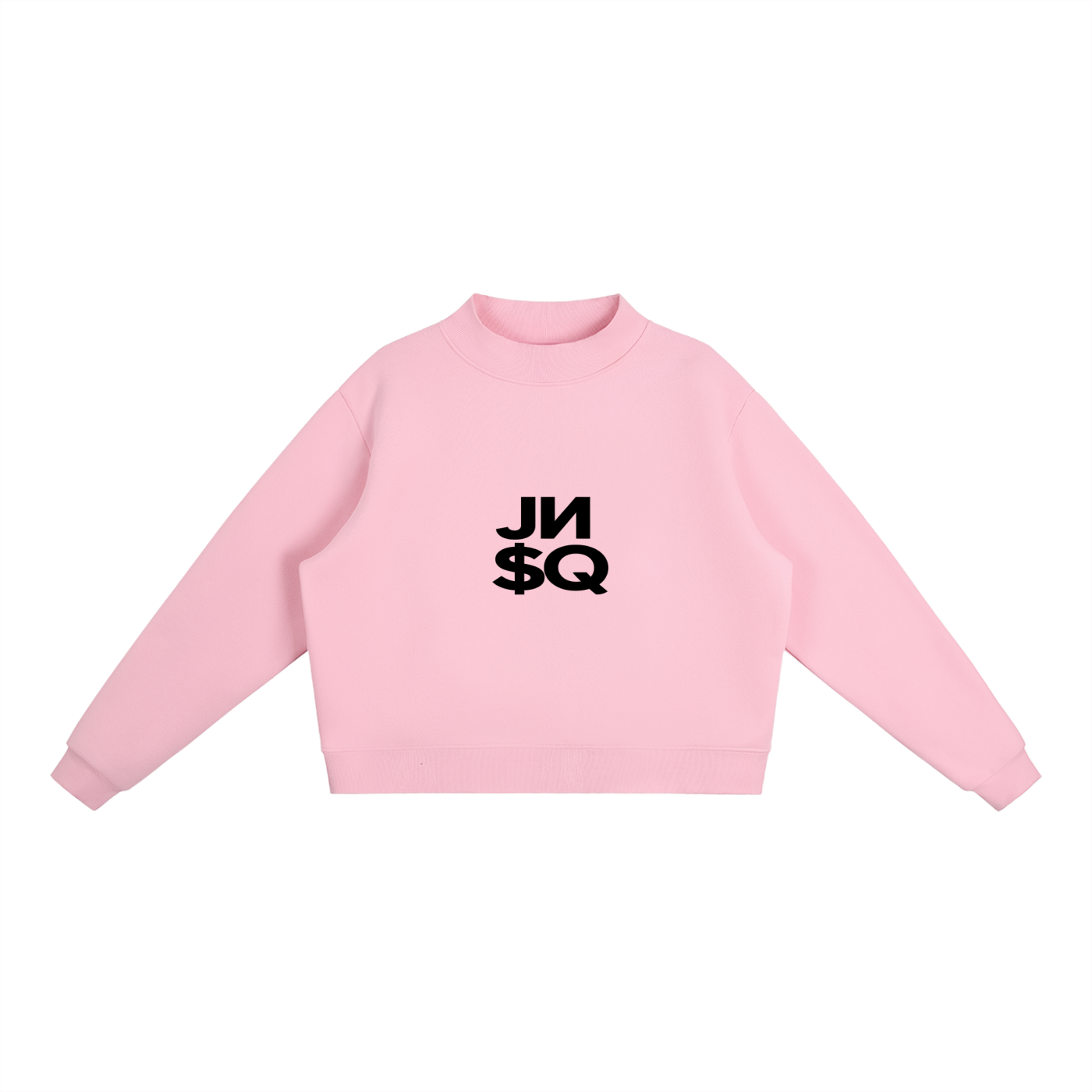 Essential Fleece Mock-Neck Crew Sweatshirt_Noir