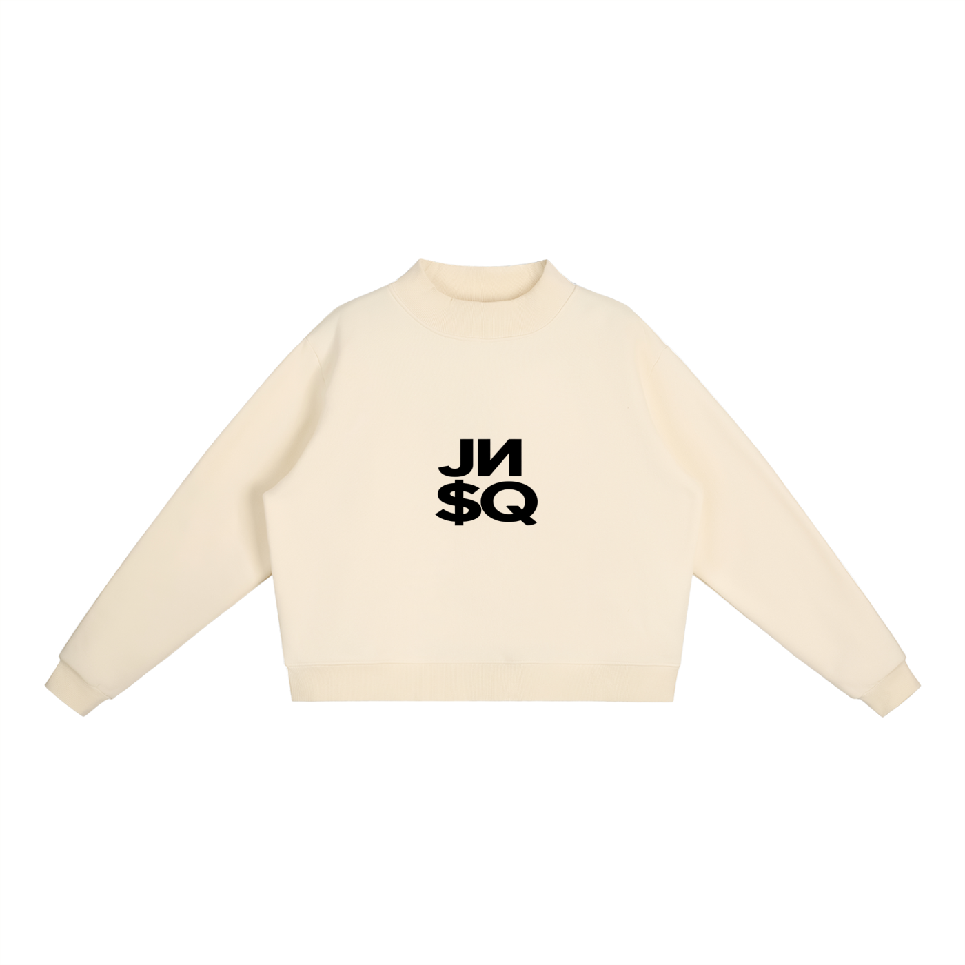 Essential Fleece Mock-Neck Crew Sweatshirt_Noir