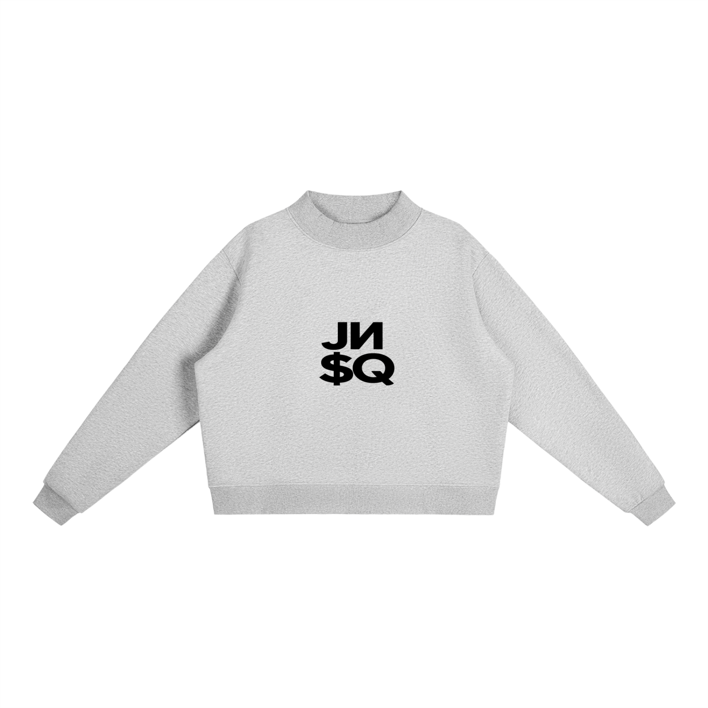 Essential Fleece Mock-Neck Crew Sweatshirt_Noir