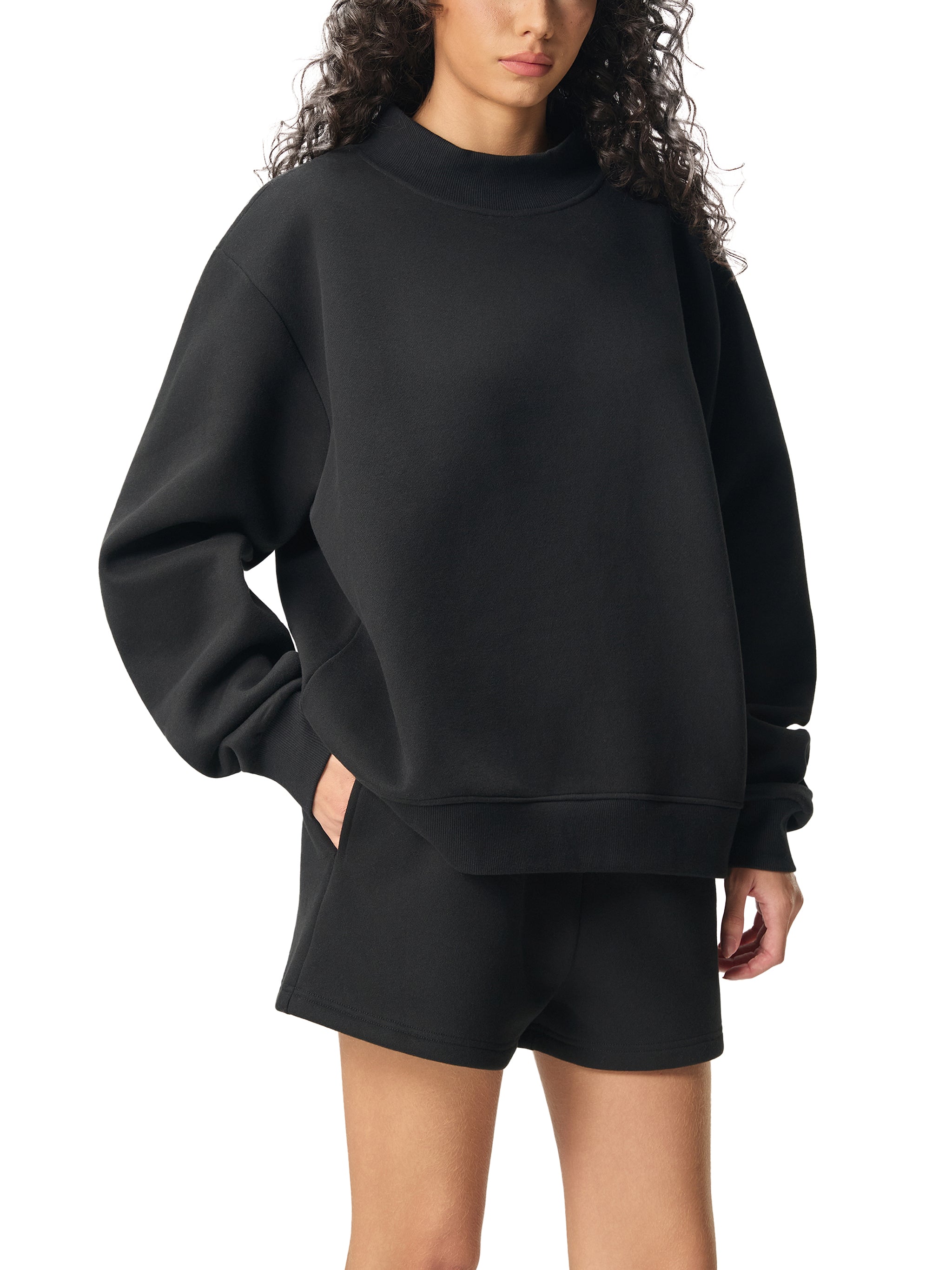 Essential Fleece Mock-Neck Crew Sweatshirt_IYKYK
